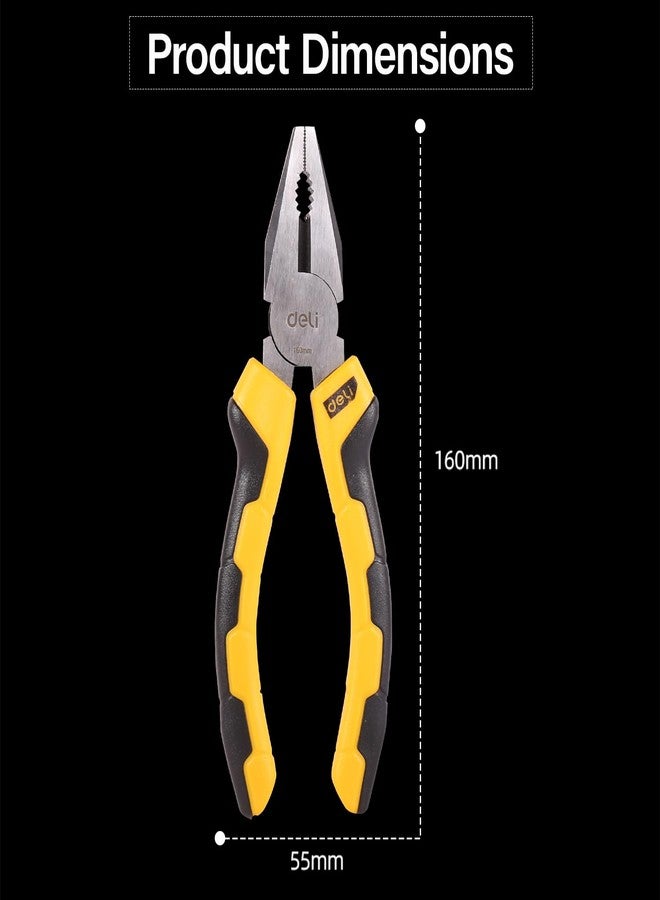 ديلي كماشة ديلي DL2006 مقاس 6 بوصات، مصنوعة من الفولاذ الكربوني، بتصميم مريح ثنائي اللون ومقبض مطاطي مانع للانزلاق، أداة للاستخدام المنزلي والمهني (عبوة من قطعة واحدة، أصفر وأسود). - Image 2